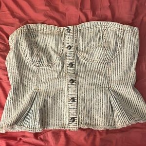 Strapless Denim Shirt Anthropologie